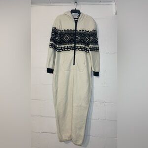 American Eagle Outfitters Cream & Black Hooded Maxi Onesie Dress